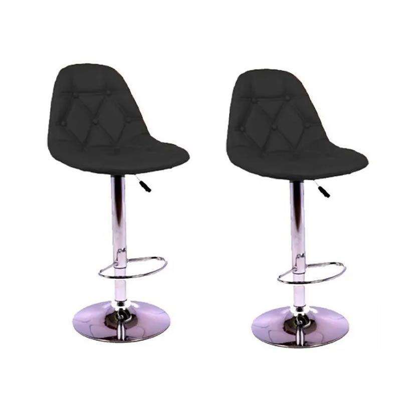 SMTE 2 Piece Soft foam Faux Leather Bar Stools - Black with keychain