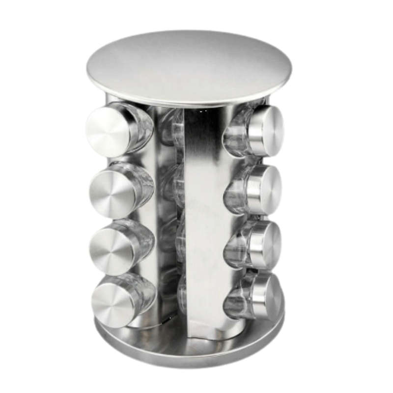 SMTE Spice Rack Set, 16-Pieces - Silver with keychain