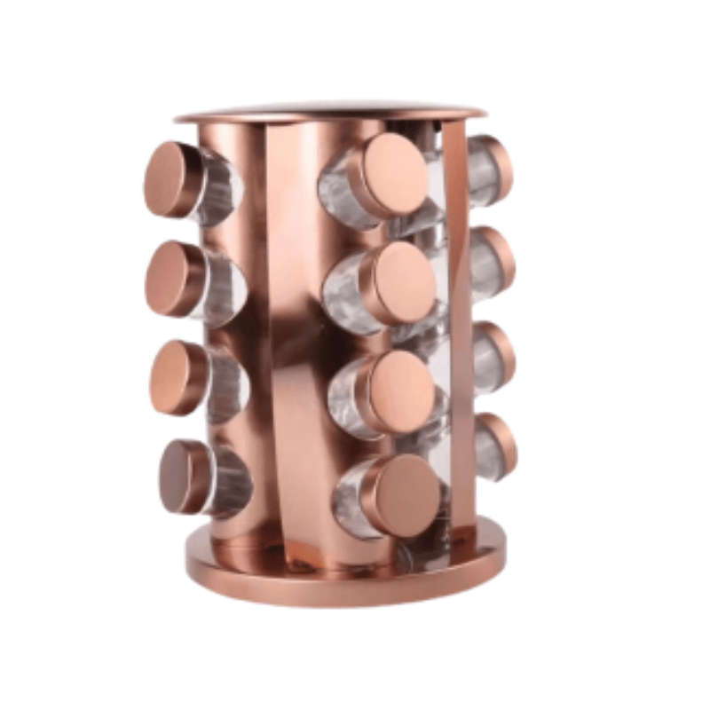 SMTE Spice Rack Set, 16-Pieces - bronze with keychain