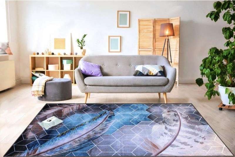 SMTE Quality Modern 3D Geometric Design Area 27 Rug & SMTE Tieback with keychain