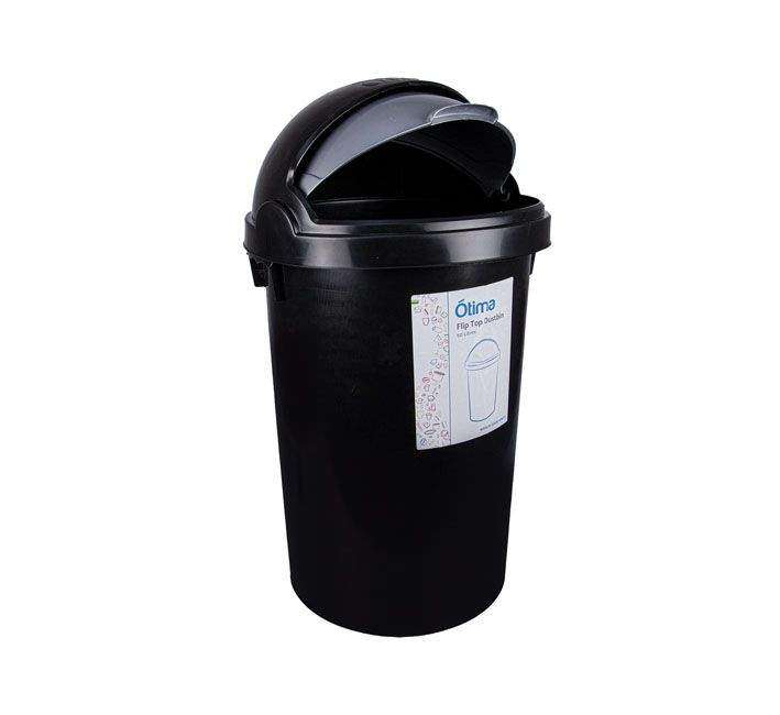 SMTE Dustbin - Flip-Top Dustbin - Plastic - Black - 25L with keychain