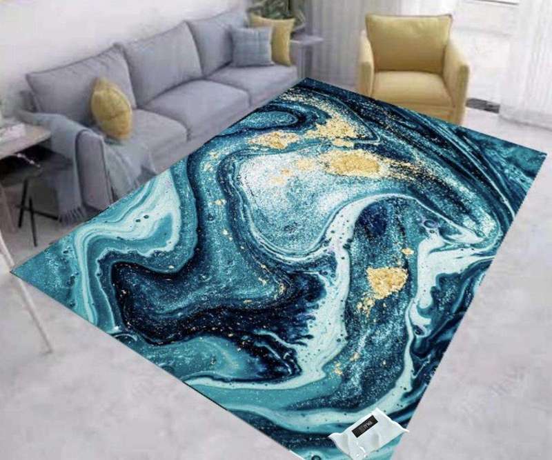 SMTE Modern 3D Geometric Design Area 19 Rug & Complementary IH Tieback with keychain
