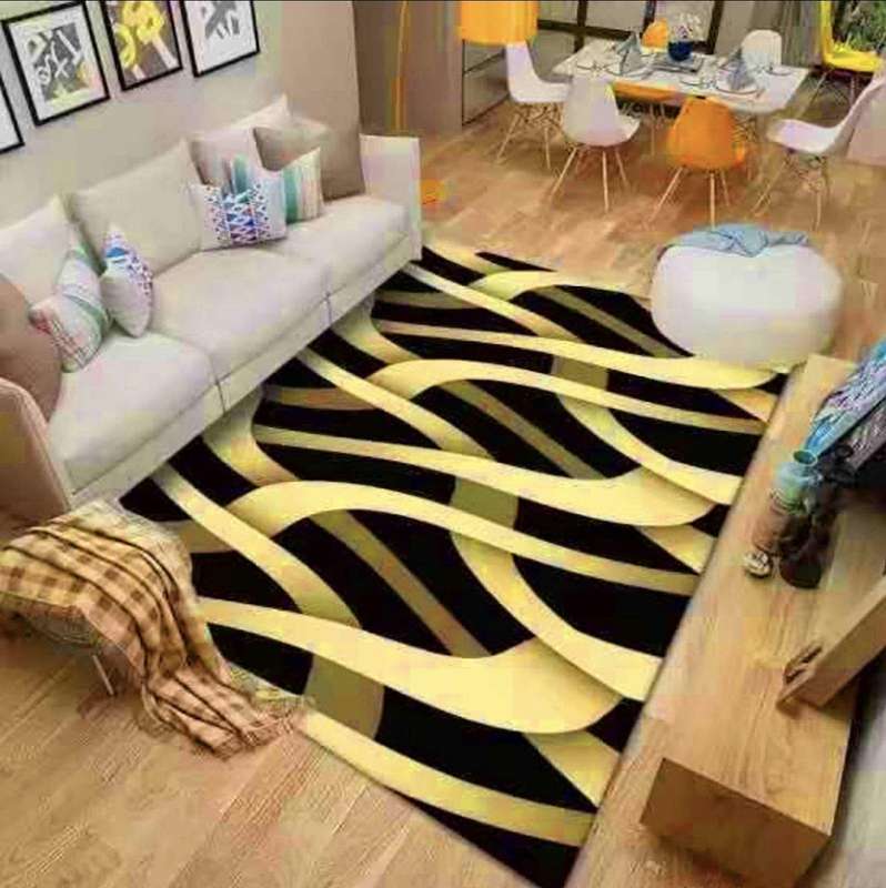 SMTE Modern 3D Geometric Design Area 5 Rug & Complementary IH Tieback with keychain