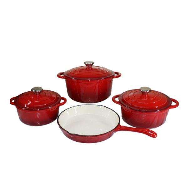 SMTE 7 Piece Cast Iron Pots - Red with keychain