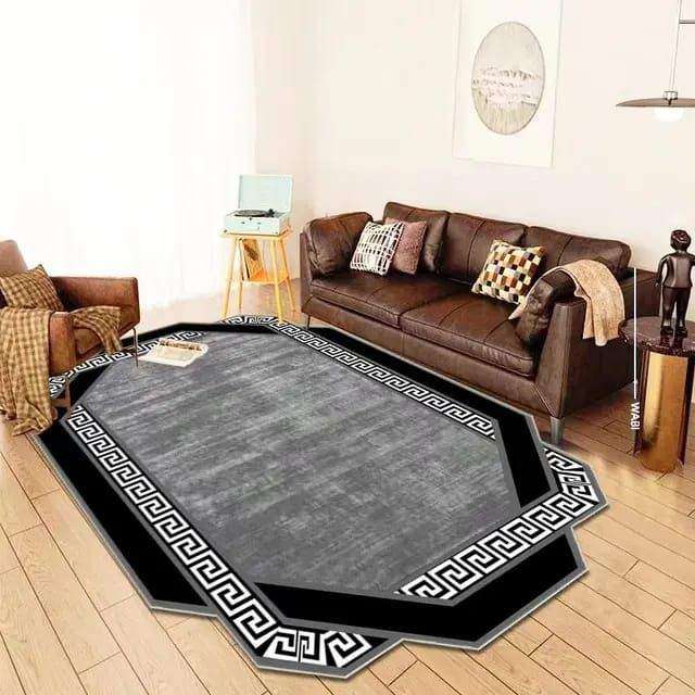 SMTE Dream world 3D printed European Style Rugs - Black Grey with keychain