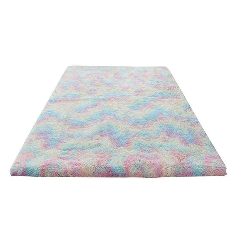 SMTE Rainbow Fluffy Shaggy Carpet/Rug - 2m x 1.5m with keychain