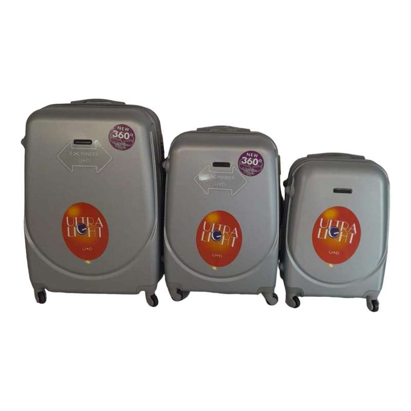 SMTE- 360 Lightweight Quad Wheel Quality Travel Ware-3 Piece Luggage Set - Yellow with keychain
