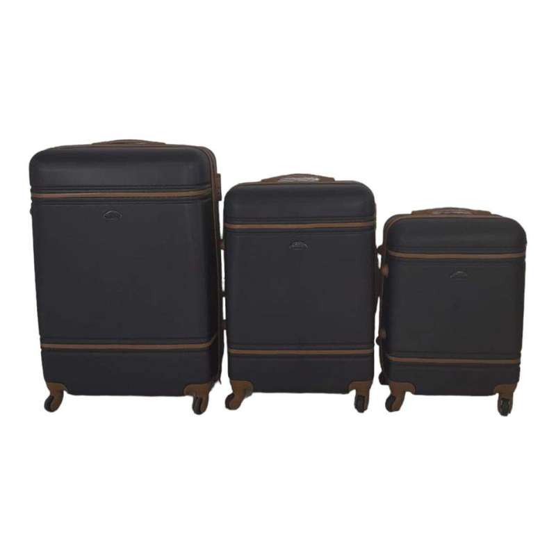 SMTE- Quad Wheel Quality Travel Ware -3 Piece Luggage Set-NX0 - Black with keychain