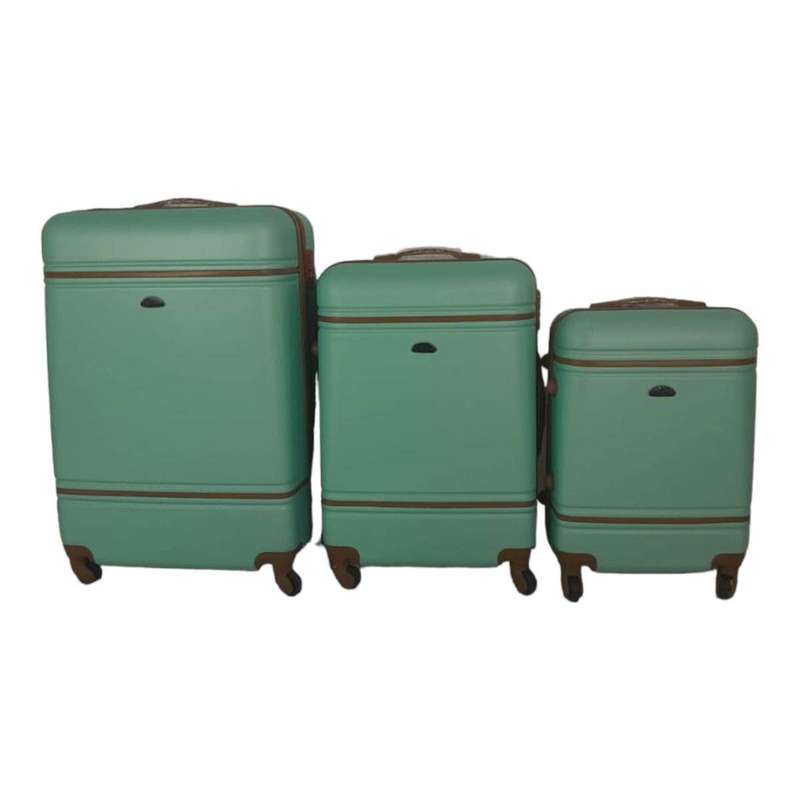 SMTE- Quad Wheel Quality Travel Ware -3 Piece Luggage Set-NX0 - Green with keychain