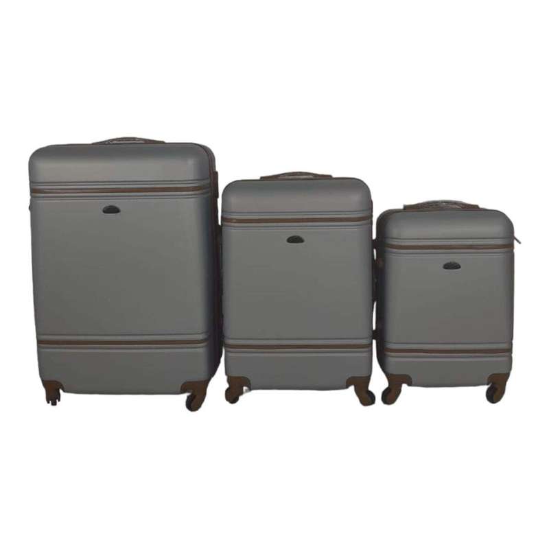SMTE- Quad Wheel Quality Travel Ware -3 Piece Luggage Set-NX0 - White with keychain