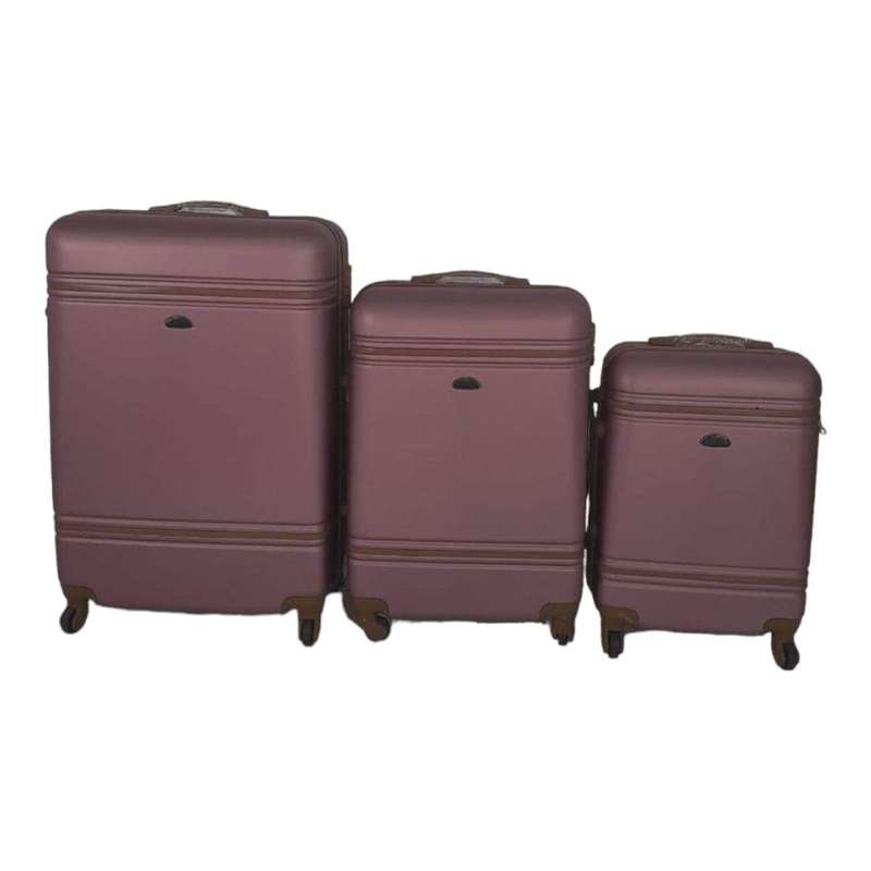 SMTE- Quad Wheel Quality Travel Ware -3 Piece Luggage Set-NX0 - Pink with keychain