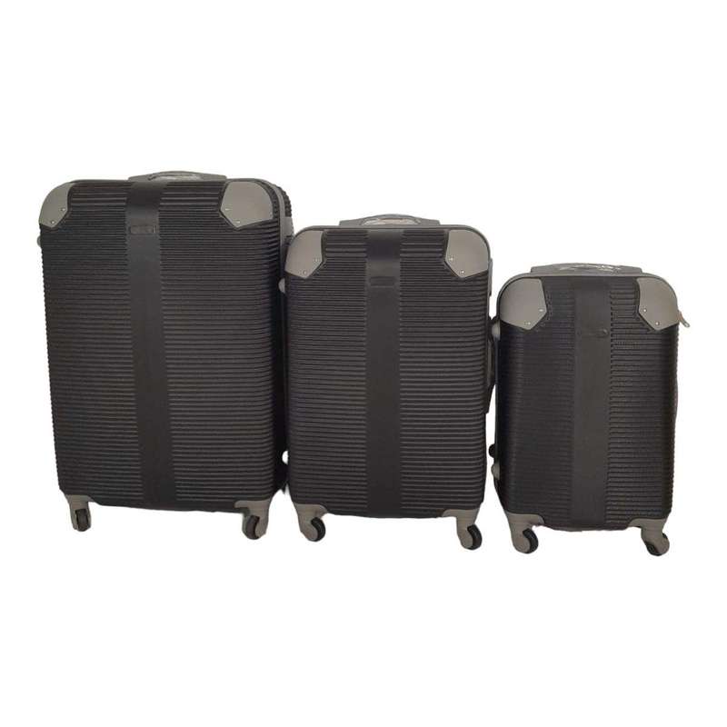 SMTE- Quad Wheel Quality Travel Ware-3 Piece luggage Set - Protected - Black with keychain