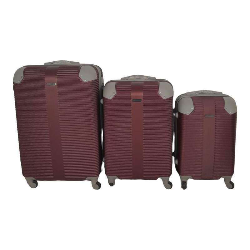 SMTE- Quad Wheel Quality Travel Ware-3 Piece luggage Set - Protected - Brown with keychain