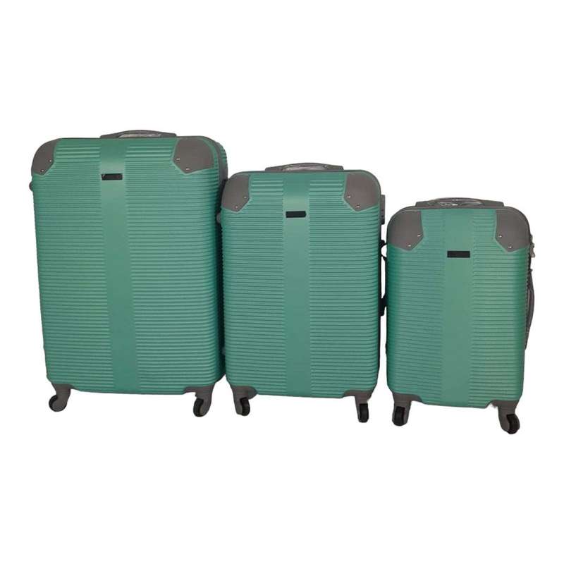 SMTE- Quad Wheel Quality Travel Ware-3 Piece luggage Set - Protected - Green with keychain