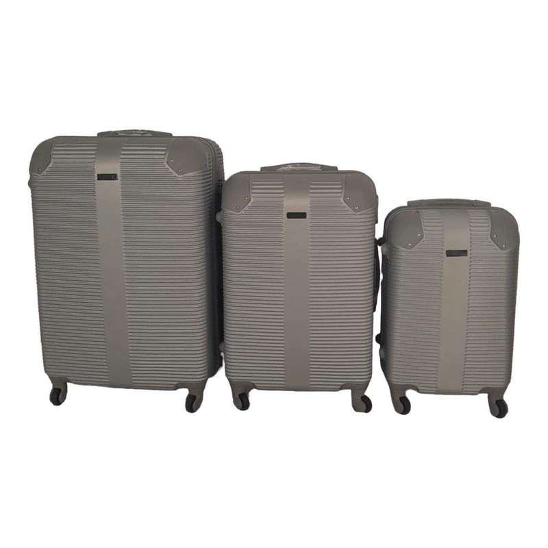 SMTE- Quad Wheel Quality Travel Ware-3 Piece luggage Set - Protected - Grey with keychain