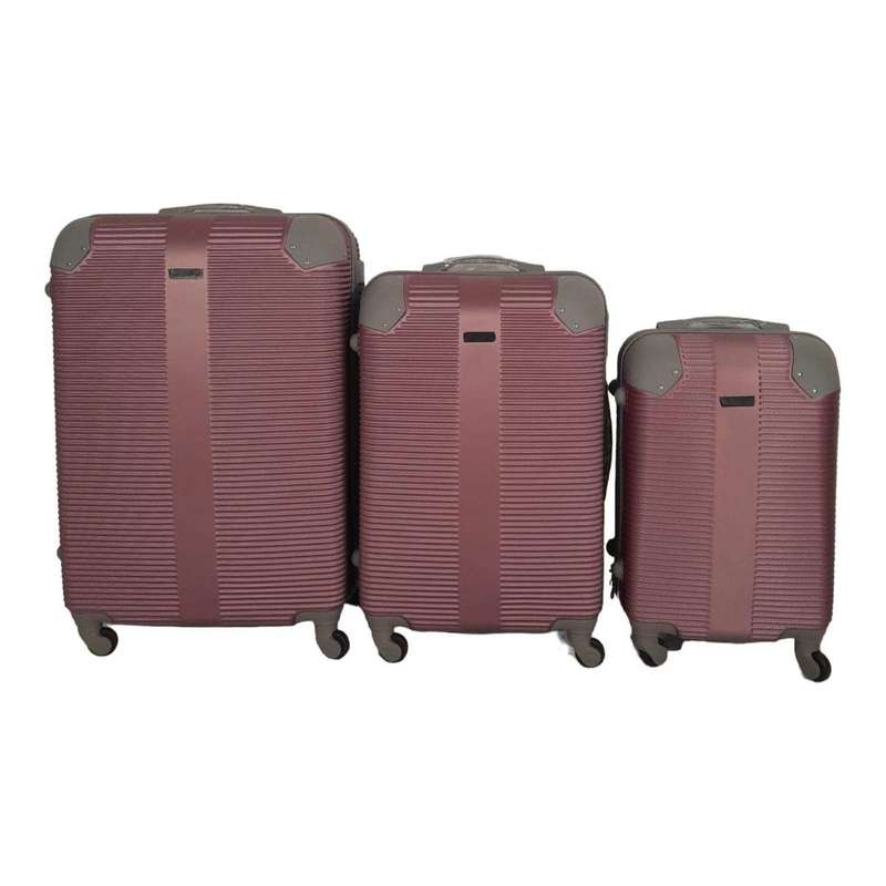 SMTE- Quad Wheel Quality Travel Ware-3 Piece luggage Set - Protected - Pink with keychain