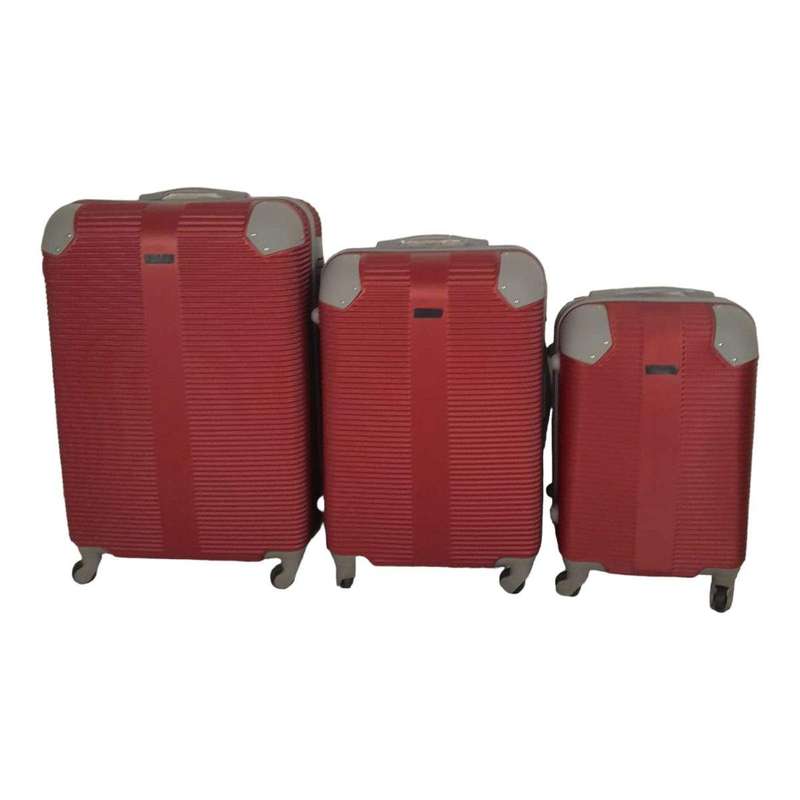SMTE- Quad Wheel Quality Travel Ware-3 Piece luggage Set - Protected - Red with keychain