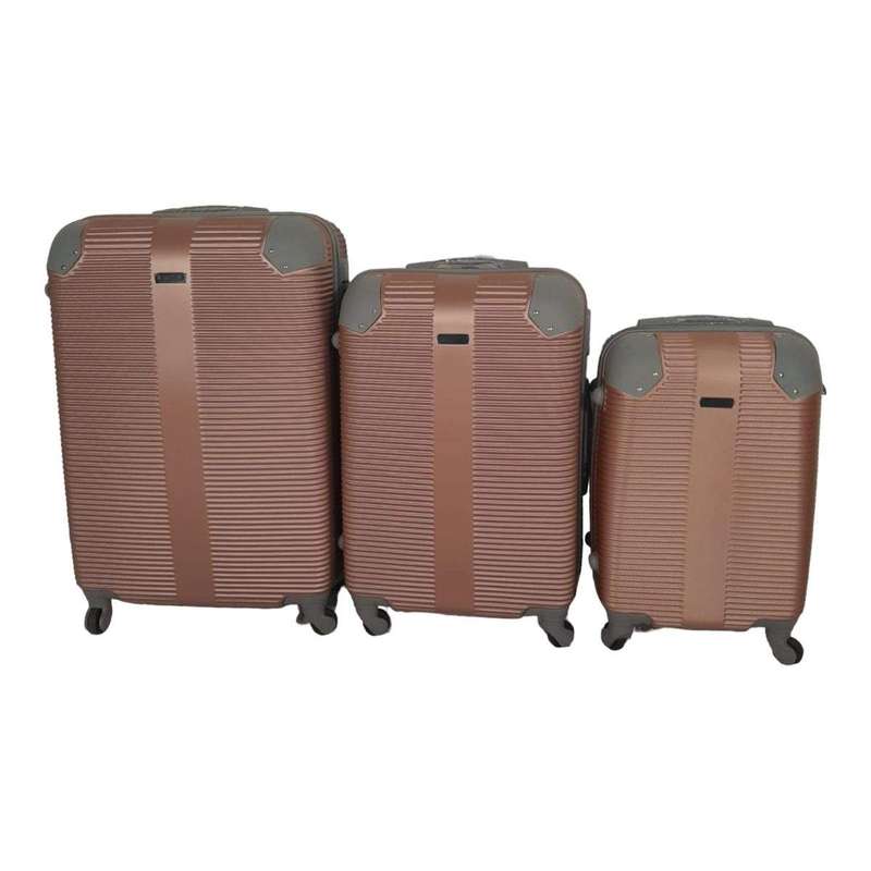 SMTE- Quad Wheel Quality Travel Ware-3 Piece luggage Set - Protected - Rose gold with keychain