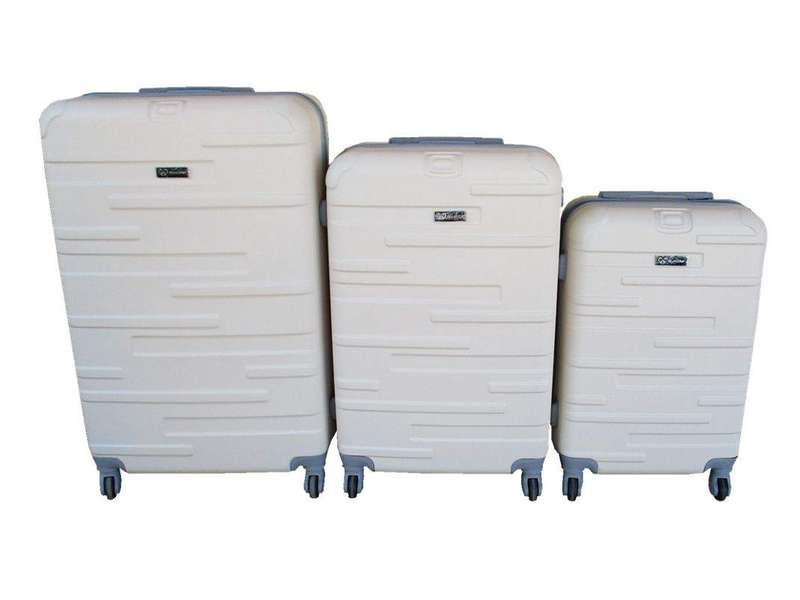 SMTE 3 Piece Travel 30" Luggage Suitcase Bag Set-Stylish -Cream White with keychain