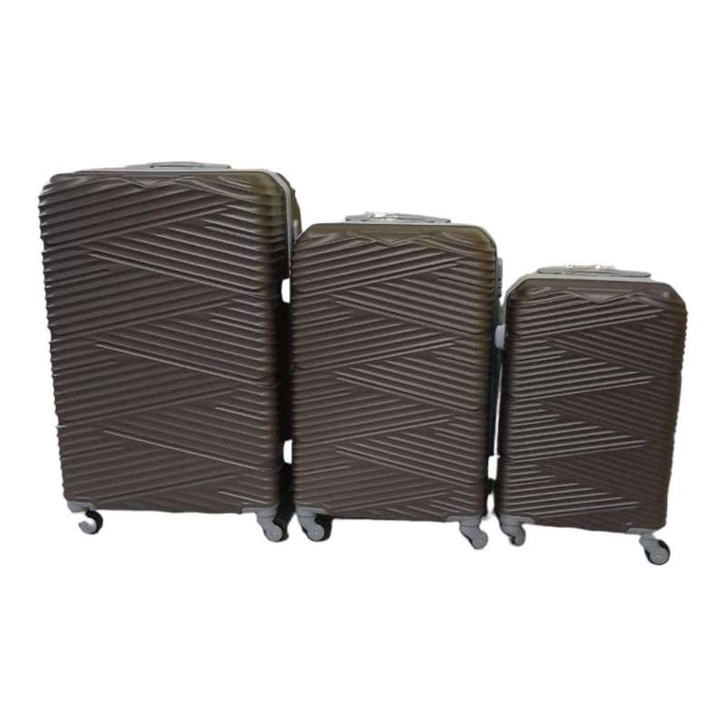 SMTE - Quad Wheel Quality Travel Ware - 3 Piece Luggage Set - S-7-W - Dark Brown with keychain