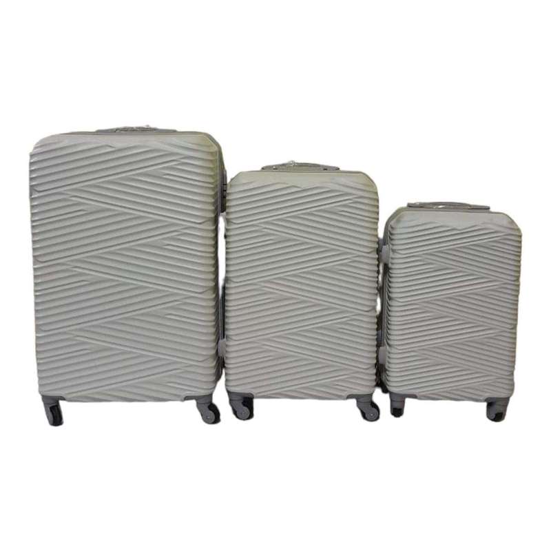SMTE - Quad Wheel Quality Travel Ware - 3 Piece Luggage Set - S-7-W - White with keychain