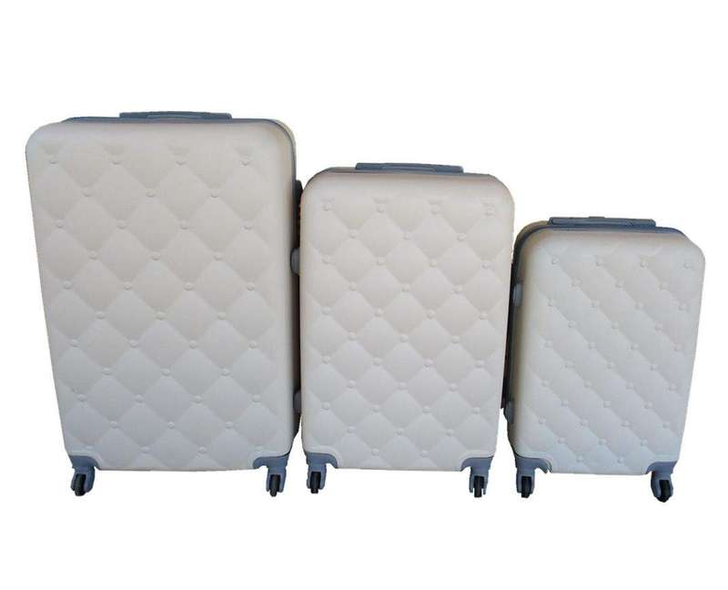 SMTE 3-Piece Travel Luggage Suitcase Bag Set-Stylish, and Convenient-Cream White with keychain