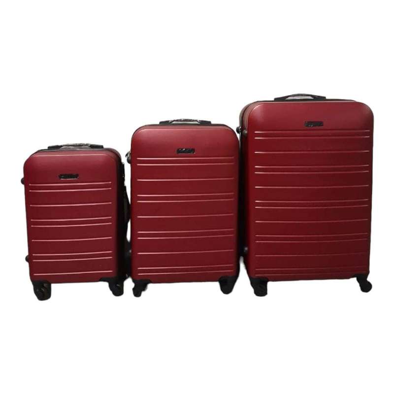 SMTE - Infinite Quality Travel Ware - 3 Piece Luggage Set - Red C1 with keychain