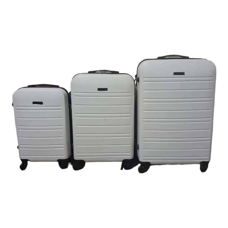 SMTE - Infinite Quality Travel Ware - 3 Piece Luggage Set - White C10 with keychain