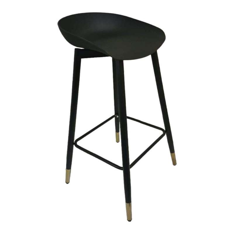 SMTE - Aia Quality Sturdy Square Bar Stool Black Legs 75cm - Black with keychain