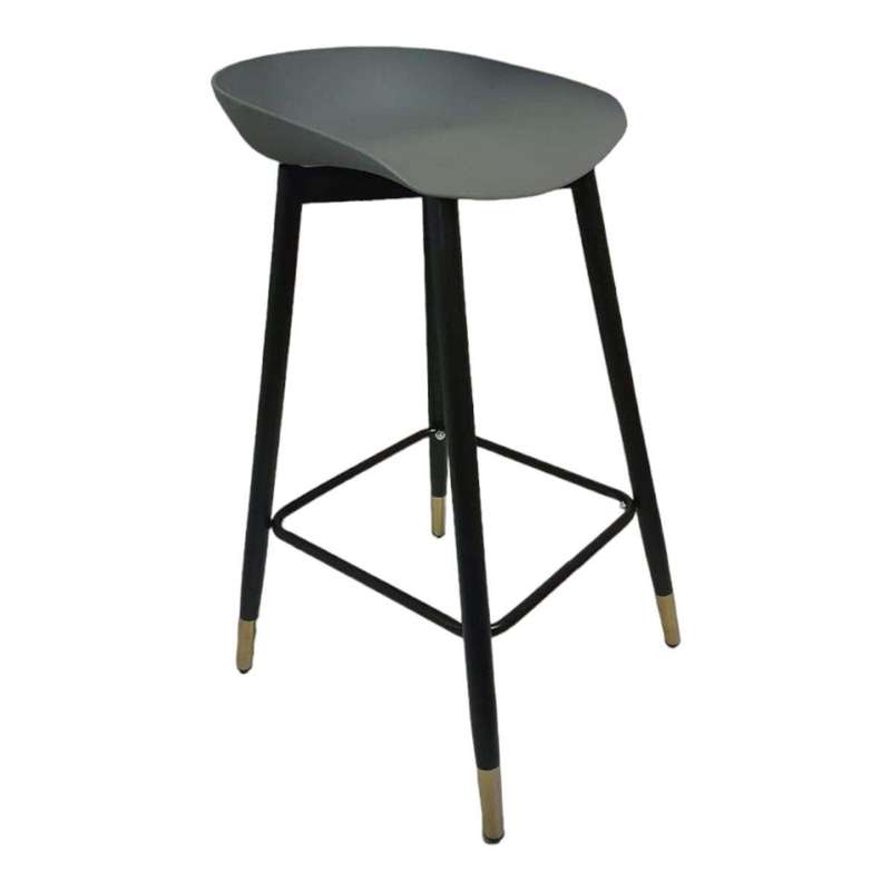 SMTE - Aia Quality Sturdy Square Bar Stool Black Legs 75cm - Grey with keychain