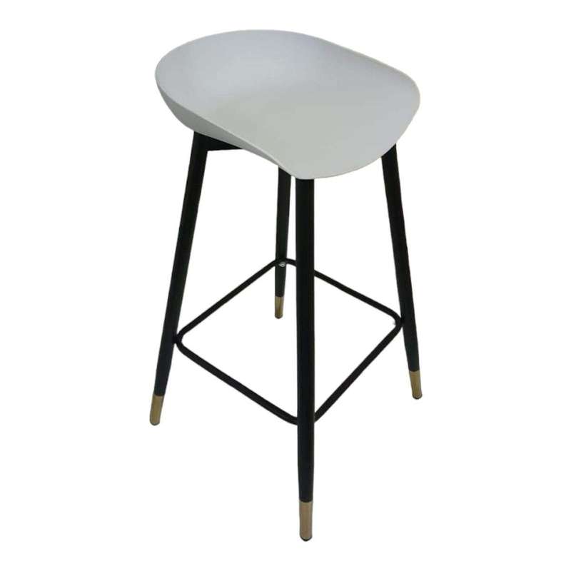 SMTE - Aia Quality Sturdy Square Bar Stool Black Legs 75cm - White with keychain