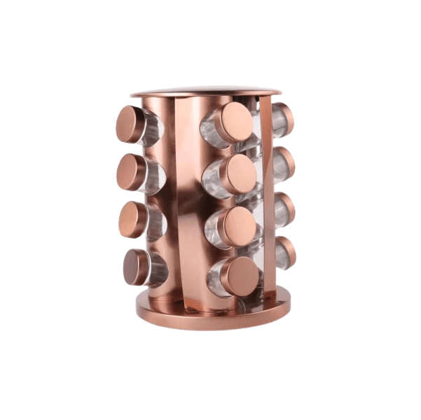 SMTE GB 16 Jars Rotating Spice Rack - Gold with keychain