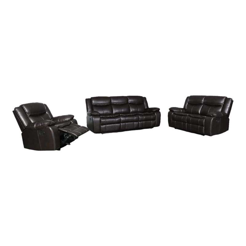 Smte-3 Piece Leather Recliner Set - CX002-Black with keychain