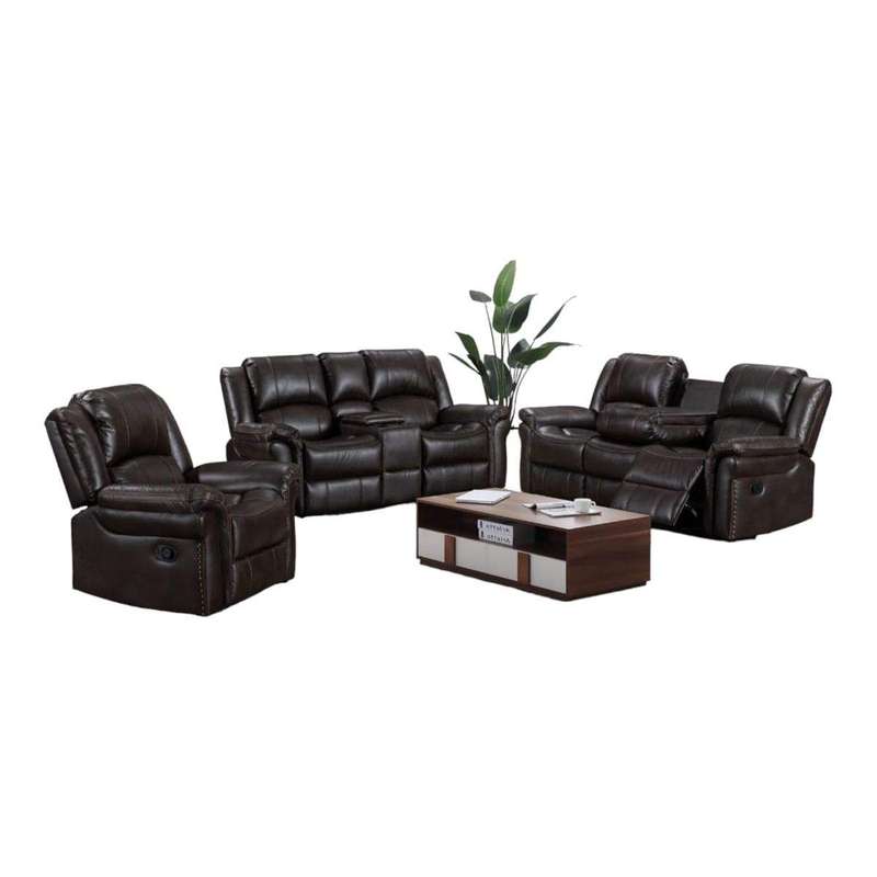Smte-3 Piece Leather Recliner Set - 9824-Palomino with keychain