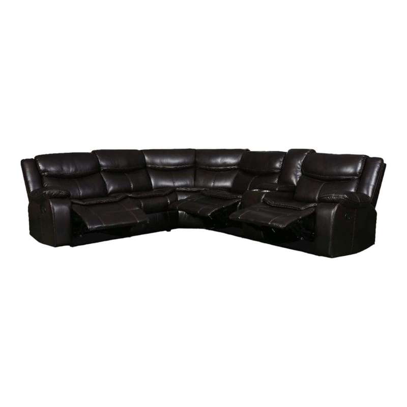 Smte-L Shape Leather Recliner Set-9824CR -Black with keychain