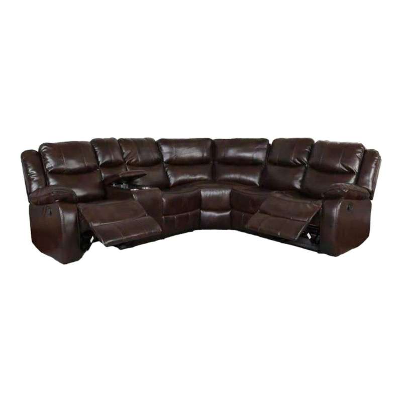 Smte-L Shape Leather Recliner Set-9824CR - Brown with keychain