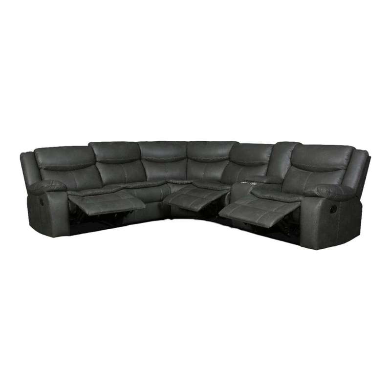 Smte - L Shape leather Recliner Set - Grey with keychain