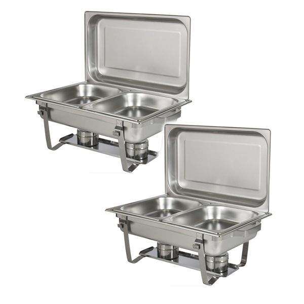 SMTE Stainless Steel Double Chafing Dish - Pack of 2 - 16L with keychain