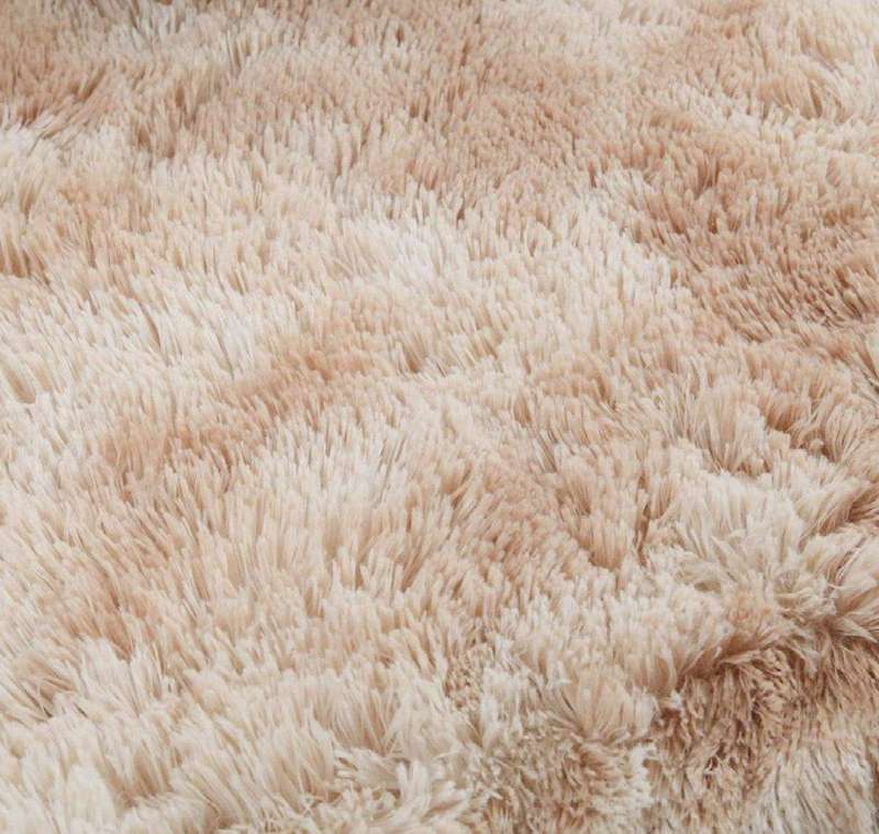 SMTE Light Rug Shaggy Fluffy Carpets - Brown with keychain