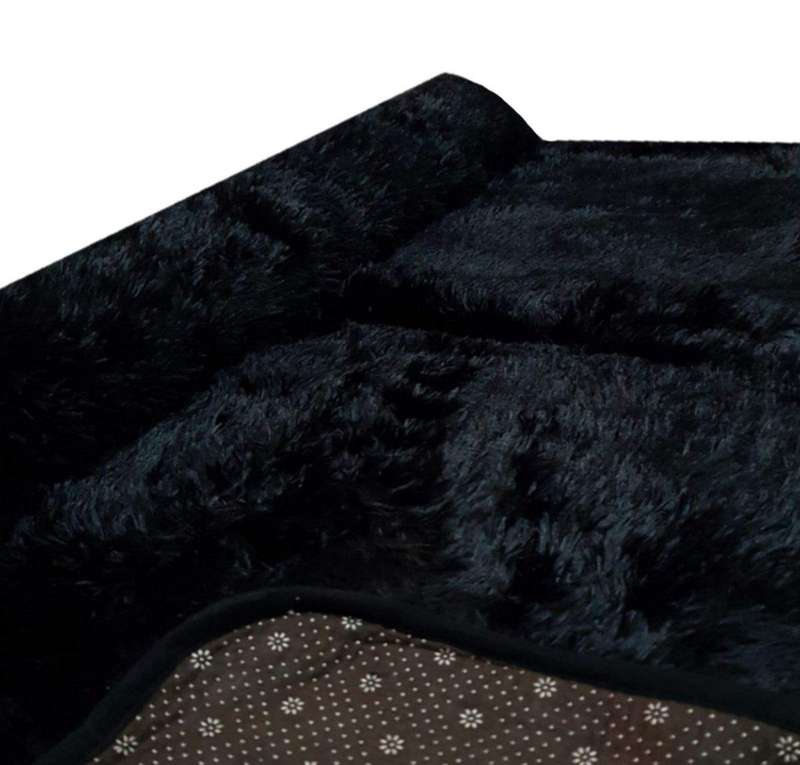 SMTE Large Premium Fluffy Carpet/Rug - Full Black with keychain