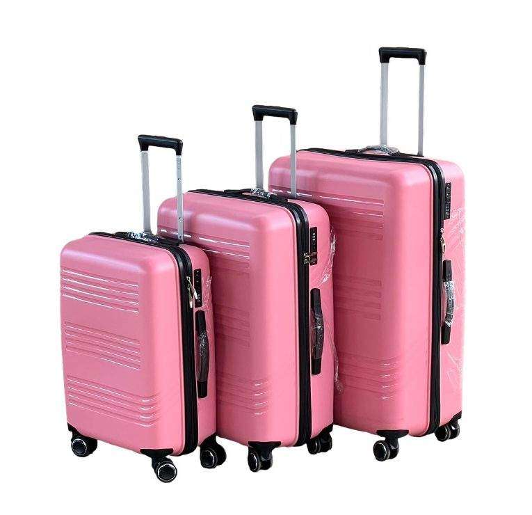 SMTE Le Emporer 3-Piece Suitcase Set - Unbreakable PP Material Luggage - Blush Pink with keychain