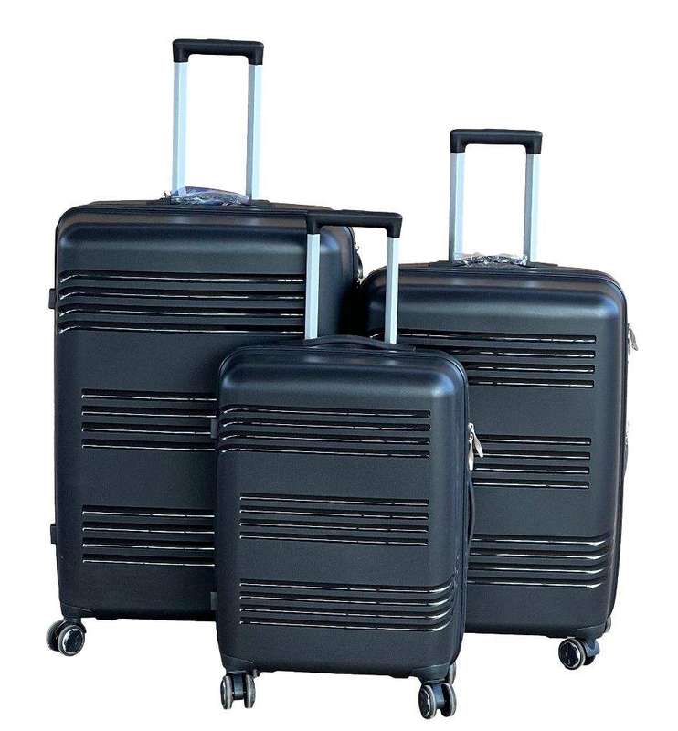 SMTE Le Emporer 3-Piece Suitcase Set - Unbreakable PP Material Luggage - Jet Black with keychain