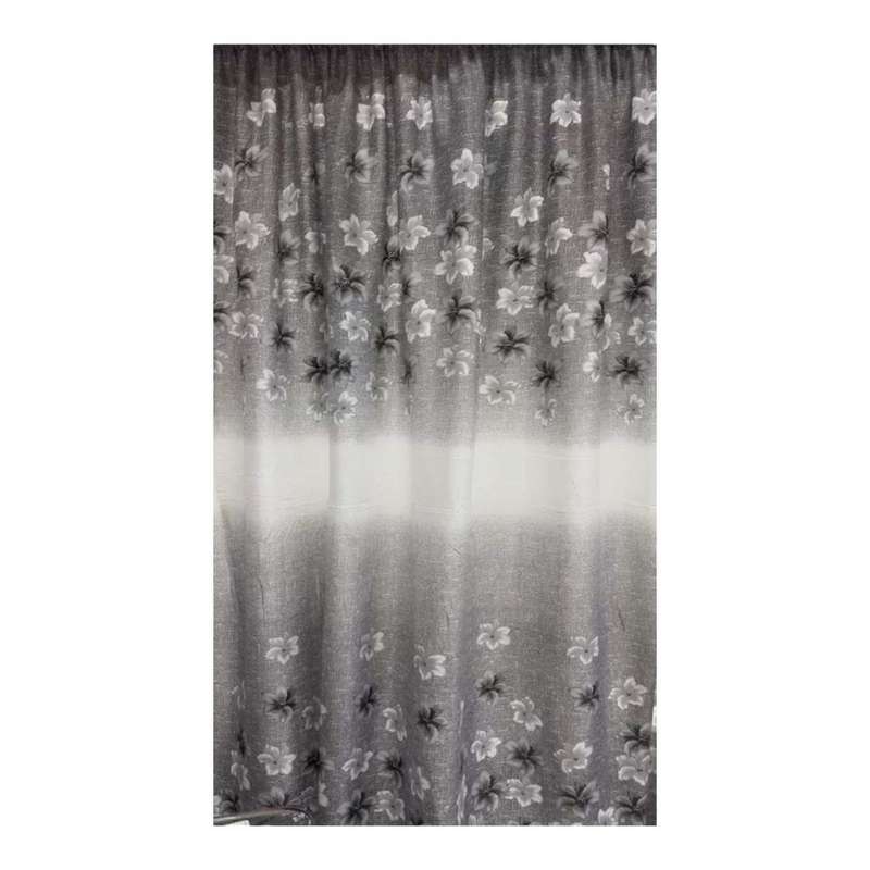 SMTE - Grey &White Flowers Theme 3M Curtain 2m Drop - C1 with keychain