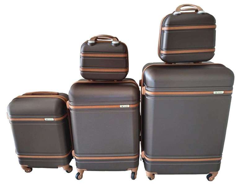 SMTE 5 Suitcases Travel Trolley Luggage Set - Brown with keychain