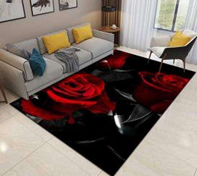 SMTE Modern 3D Geometric Design 120cm by 160cm A38 - Black And Red with keychain