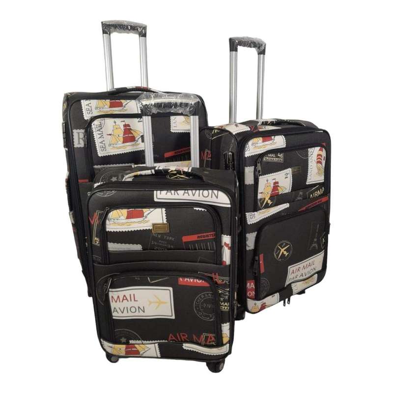 SMTE Stylish Luggage Bag - PU Leather Travel Suitcases - Boat - Set of 3 with keychain