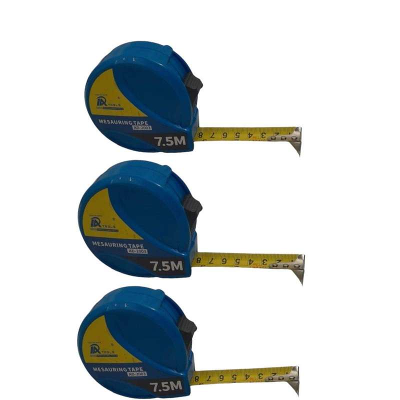SMTE Measuring Tape - Steel - Blue - 7.5m-3 pack with keychain