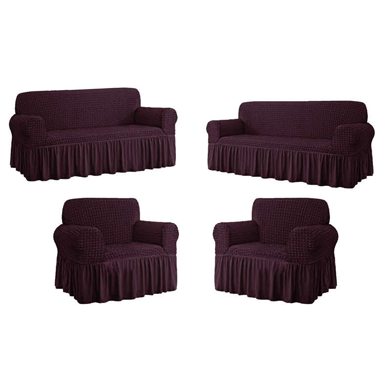 SMTE 4pcs High Elastic Universal Sofa covers - Maroon with keychain