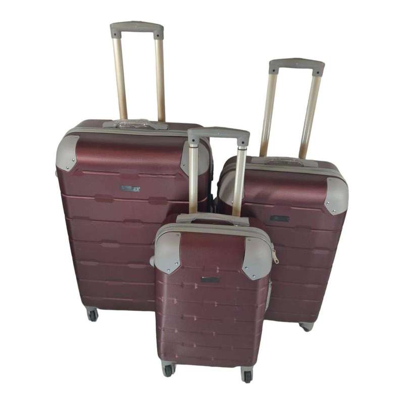 SMTE 3 Piece Hard Outer Shell Luggage Set - Protected EQ-1Z - Purple with keychain