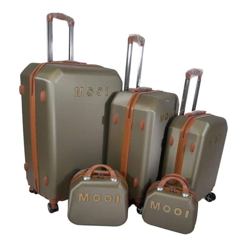 SMTE-Quality Luggage Suitcase Hardshell Mooistar 5 Piece - Gold with keychain